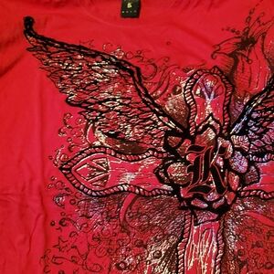 Red Tee with Winged Graphic